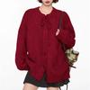 Retro bow sweater jacket women's autumn and winter loose lazy style new knitted cardigan top women
