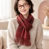 Soft Faux Cashmere Scarf Cozy Neck Warmer Shawl Atmosphere Plaid Scarf  New Year Party