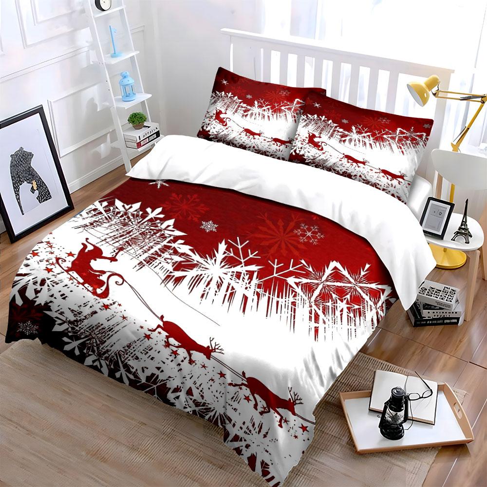 Christmas Santa Sleigh Bedding Set Bedding Duvet Cover Set Duvet Cover Pillowcases (1 * Duvet Cover 2 * Pillowcases, without duvet insert)