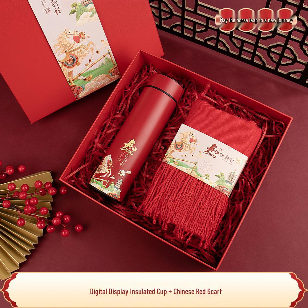 

2026 Year of the Horse Business Gift Thermos Set - Customizable New Year s Eve Souvenir for Annual Meetings.