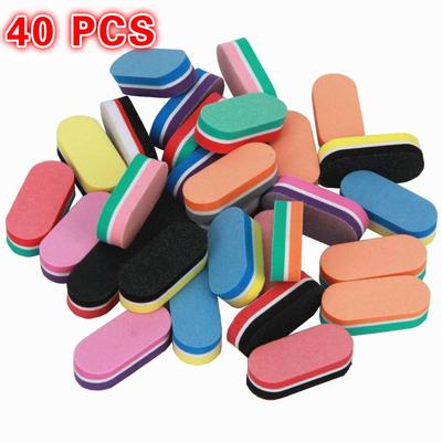 40Pcs Mini Mix Colorful Nail File Sponge Sanding Grinding Professional Manicure Buffer Files Nail Polishing Tool