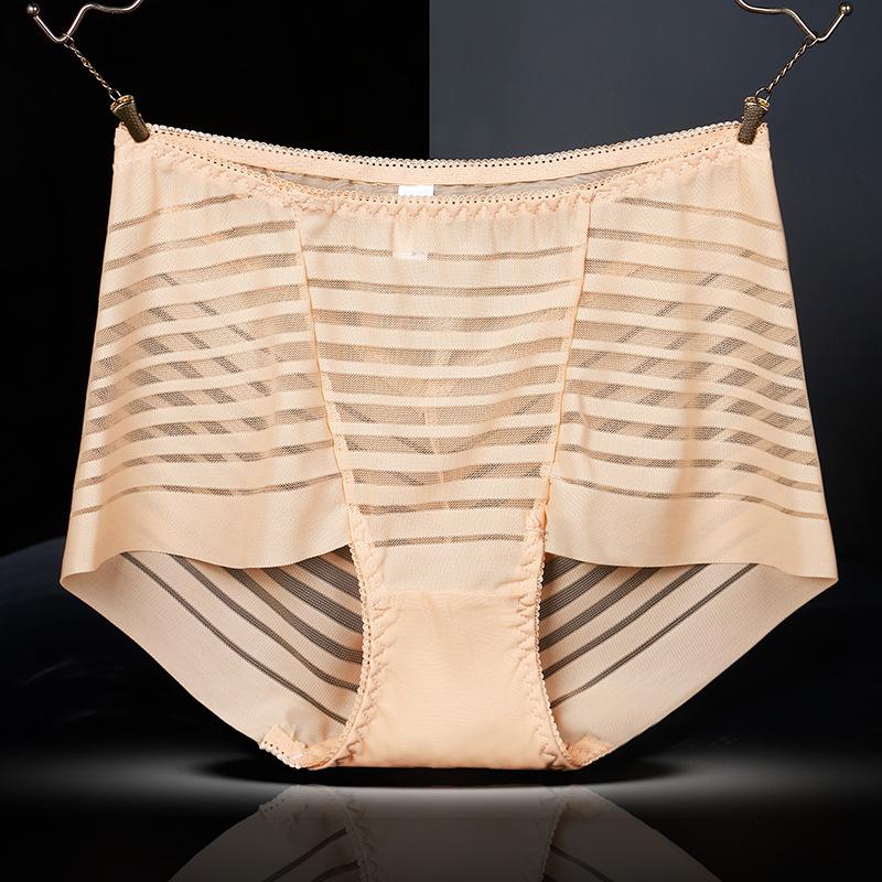 Sexy Lace Mesh Transparent Panties High Waist Women Fashion Briefs Cotton Crotch Plus Size 100kg Boyshorts Ladies Underwear