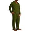 Herren-Pyjama-Set mit Reversknopfleiste und gerader Hose - Farbe Lockere Passform Nachtwäsche