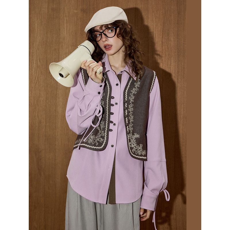 Coolhut Bohemian Plant Embroider New Fashion Versatile Ethnic Style Casual Vest for Women