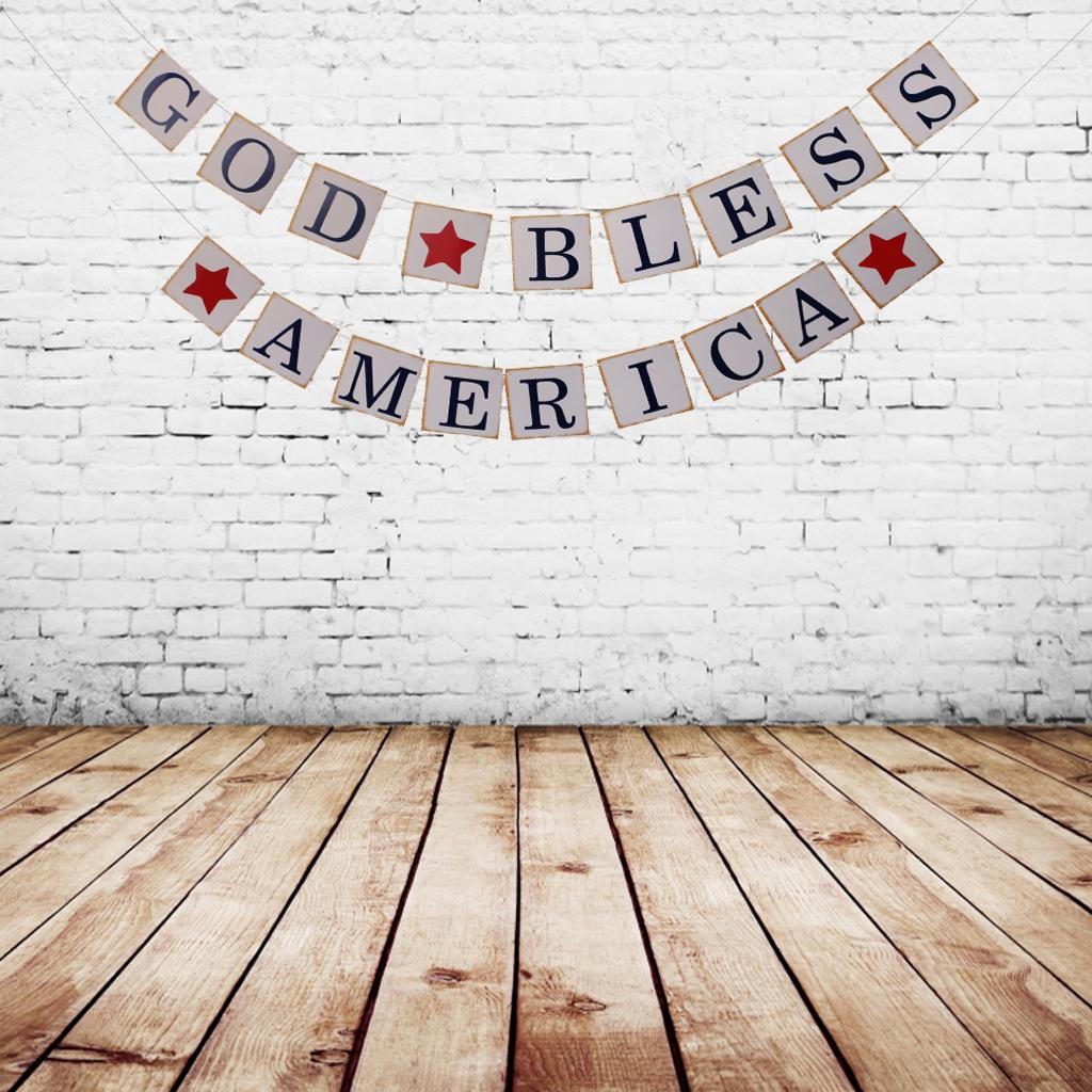 God Bless Paper Banner USA Independence Day Sign
