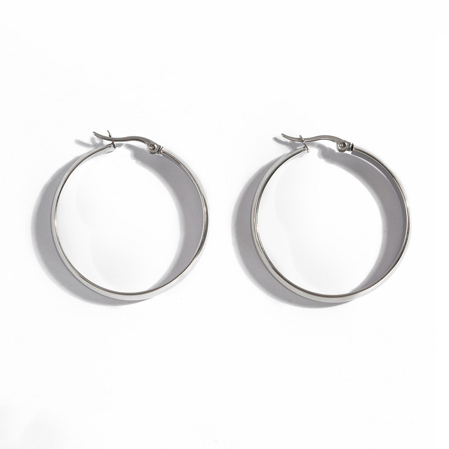 

UHBINYCA Классические круглые женские серьги из нержавеющей стали, гладкие увеличенные украшения из нержавеющей стали серебряный