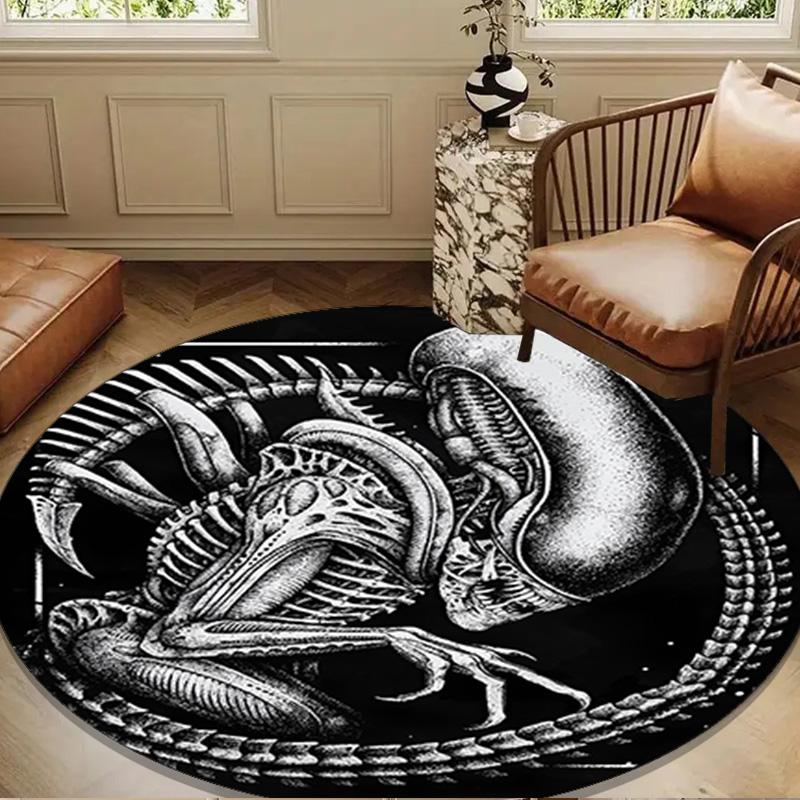 Alien Fire Round Mat, Anti-slip Circle Carpet Chair Rug For livingroom,Bedroom, Doormat Home Decor Gift Christmas Gifts