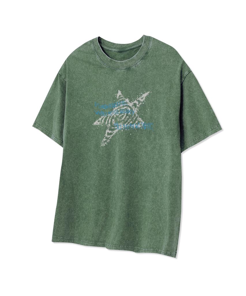 STANDARDERROR 87-Stan332 Galaxy Glitch Star Crack Pigment Short Sleeve T-Shirt (4 Colors)