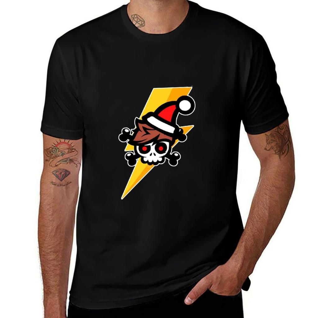 Crainer Santa Skull And Lightning Tshirt Soft Touch Basic Cotton Tshirt
