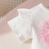Ensemble 2 pièces Fille Toddler : Haut 3D Cœur et Short à Boutons