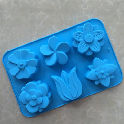 6 verschiedene blumenförmige Silikon-Kuchenformen zum Backen, DIY-Form, handgemachte Seifenform, Aroma-Gipsform