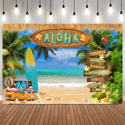 Summer Seaside Backdrop Tropical Ocean Beach Palm Tree Baby Birthday Wedding Holiday Party Photography Background Photo