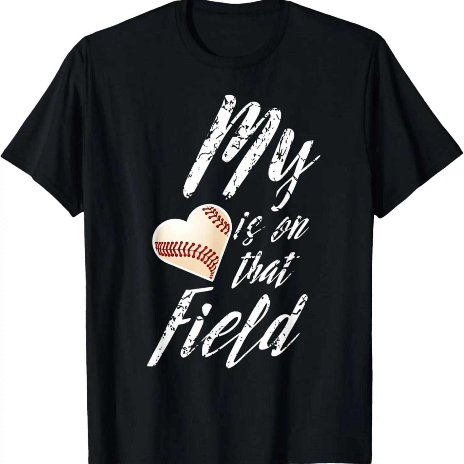 My Heart is on That Field Baseball T-Shirt Softball Mom T-Shirt XXXXXL чёрный