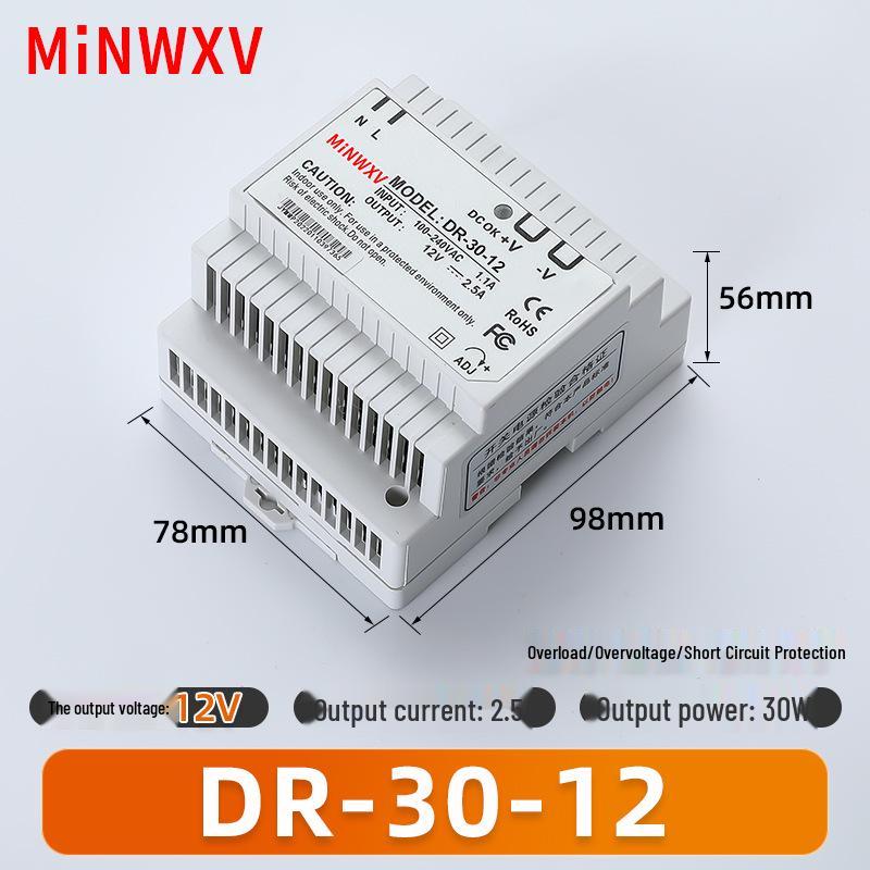 Ultra-Thin DIN Rail Mounted Power Supply, 12V/24V for Industrial Monitoring