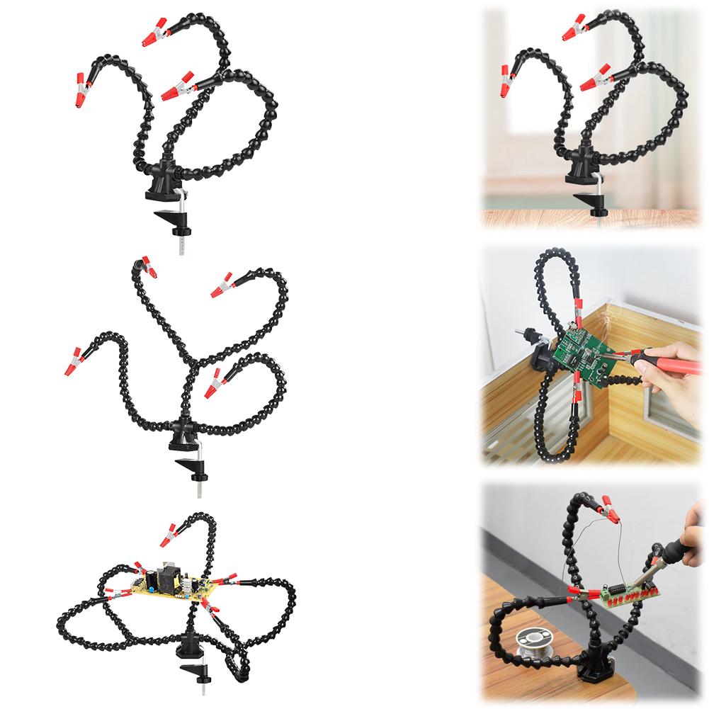 Desk Clamp Soldering Helping Hand 3/4/5 Pcs Flexible Arms Soldering Third Hand Tool Soldering Station Holder for Welding Repair