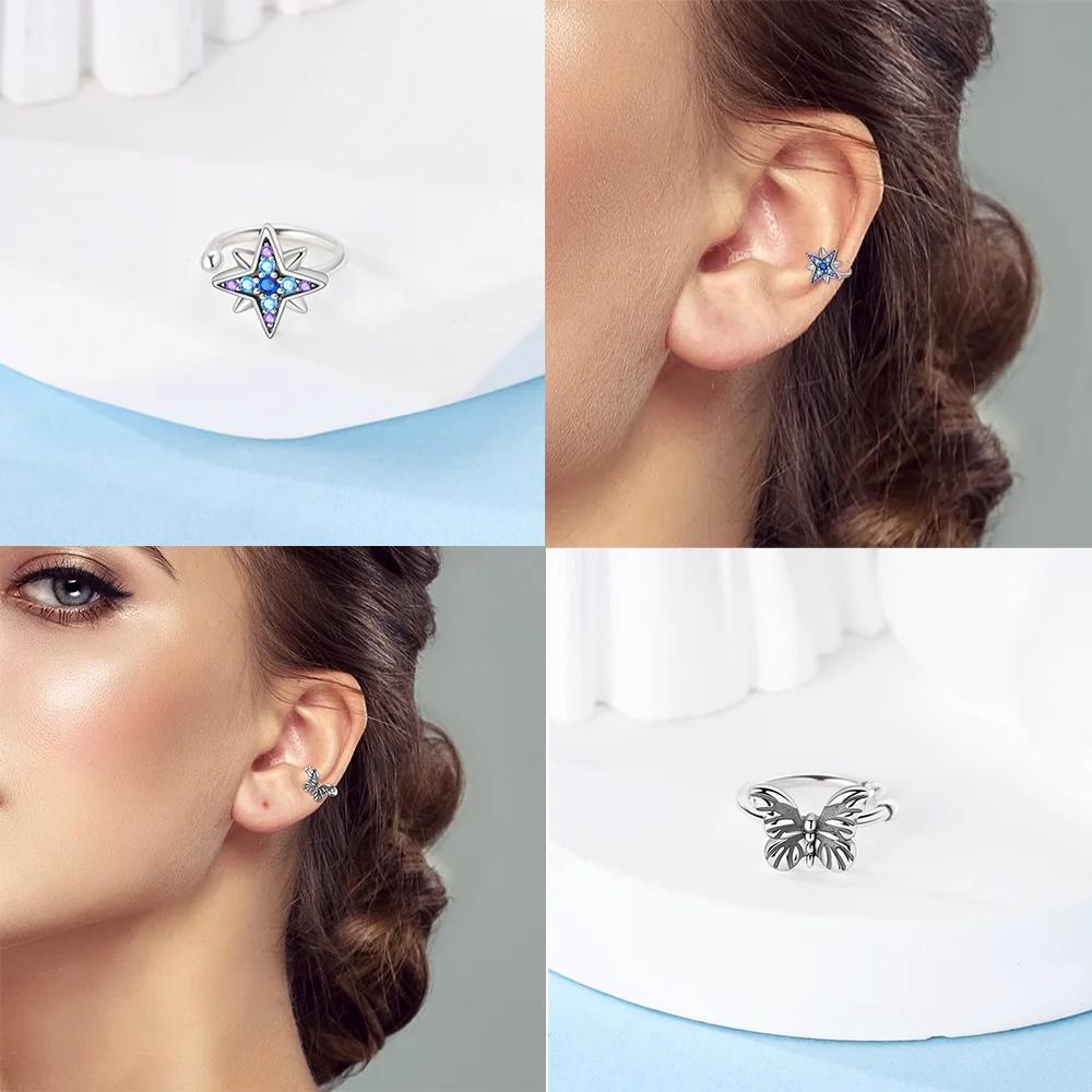 Heart Wings Stud Earrings 925 Silver Star Moon Design Women's Jewelry Devil's Eye Earrings Pendant Valentine's Day Jewelry Gifts