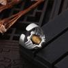 Adjustable Open Ring Men Women Vintage Mythical Beast Motif Sterling Plated Geometric Animal Design