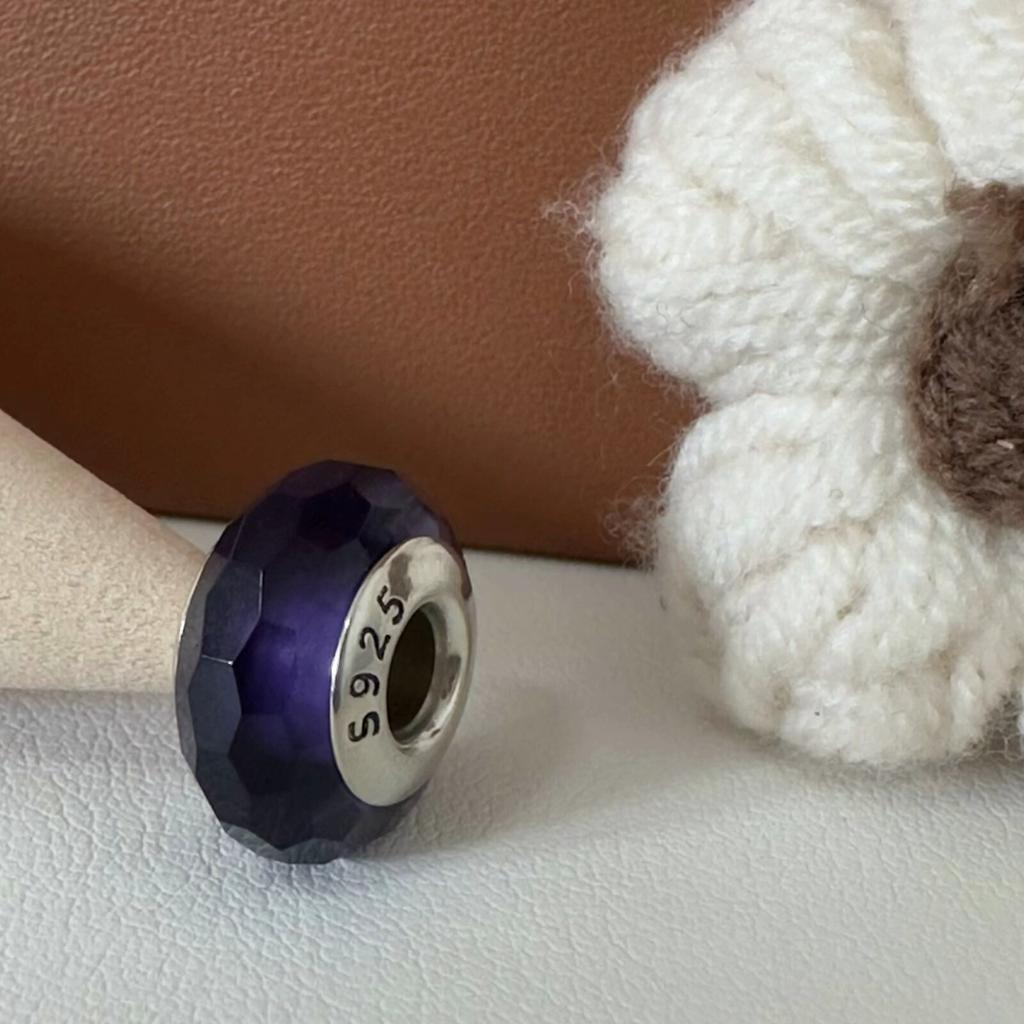 Colorful copper Mini Murano Glass Bead Charms Charm Fits Authentic Bracelets Blue Faceted Murano for Women Necklaces Jewellery