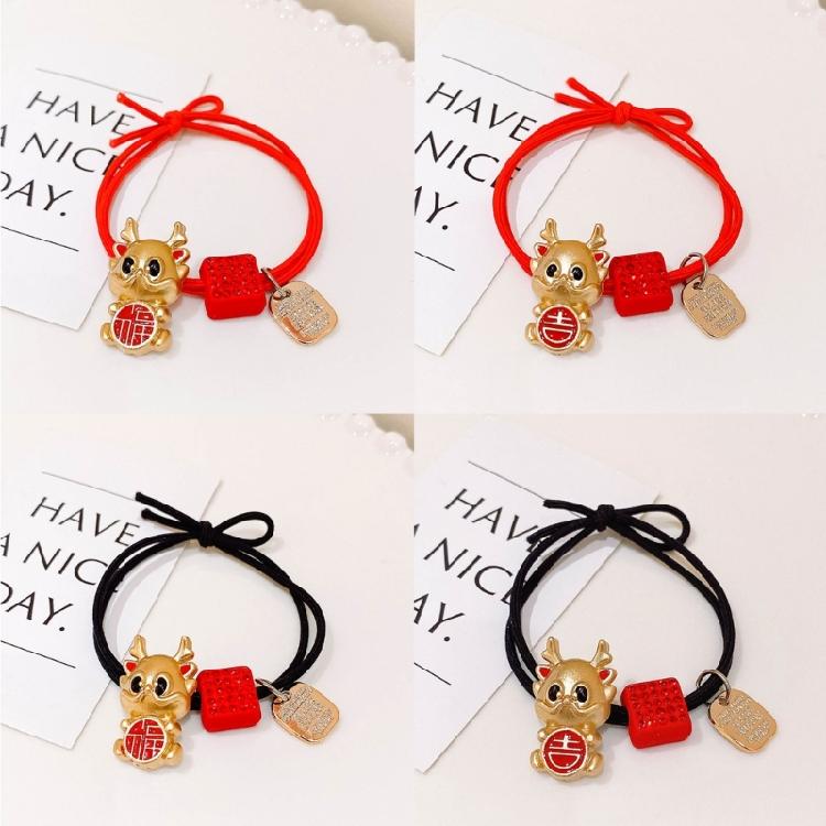 2024 New Year Hair Tie Zodiac Dragon Elastic Hair Bands Women Girls Hair Rope