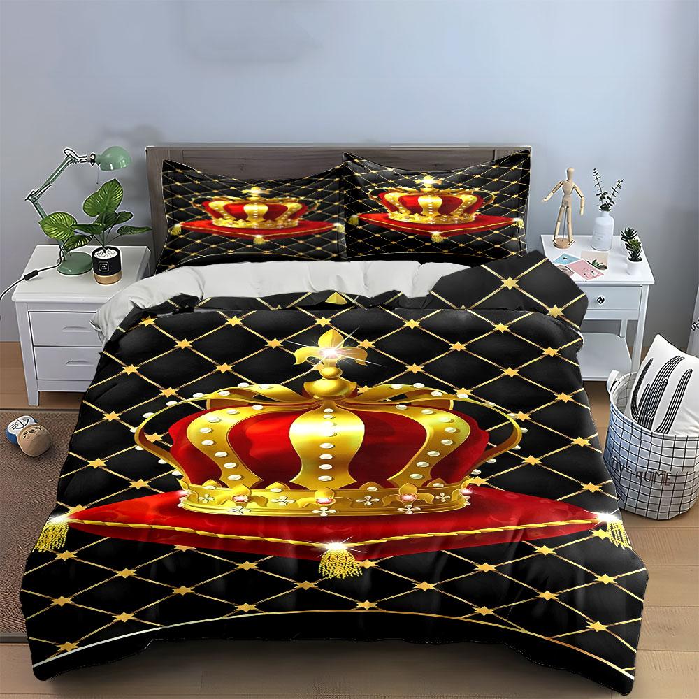 Golden crowns and diamonds. Bedding sets Duvet cover sets Duvet covers Pillowcases(1 * Duvet Cover 2 * Pillowcases without duvet insert)