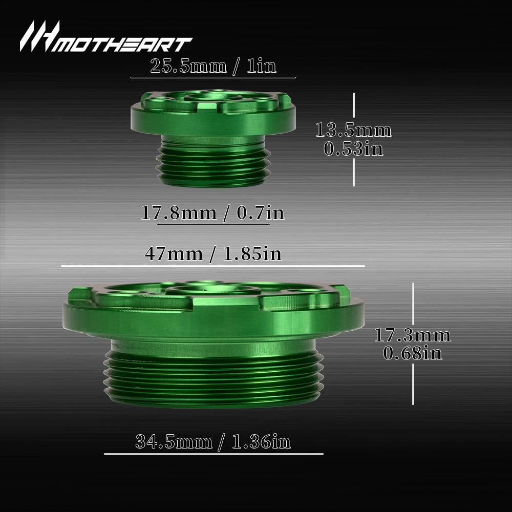 MotHeart Motorcycle Engine Bolt Covers for Ninja 400 2018-2024 CNC Machined T6 Aluminum 2pcs Ninja 400 Parts (Green)