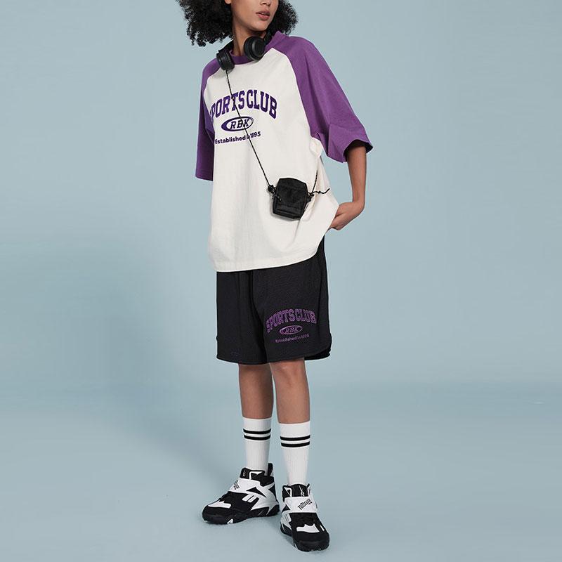 Reebok Футболка с коротким рукавом реглан Color Block, унисекс, топы, фиолетовый 24SRC421UGP2