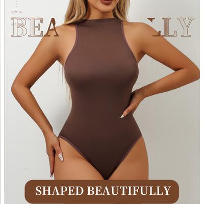 Karın Kontrollü Kolsuz Bisiklet Yaka Şekillendirici Bodysuit Karın Toparlayıcı ve Popo Kaldırıcı Bodysuit