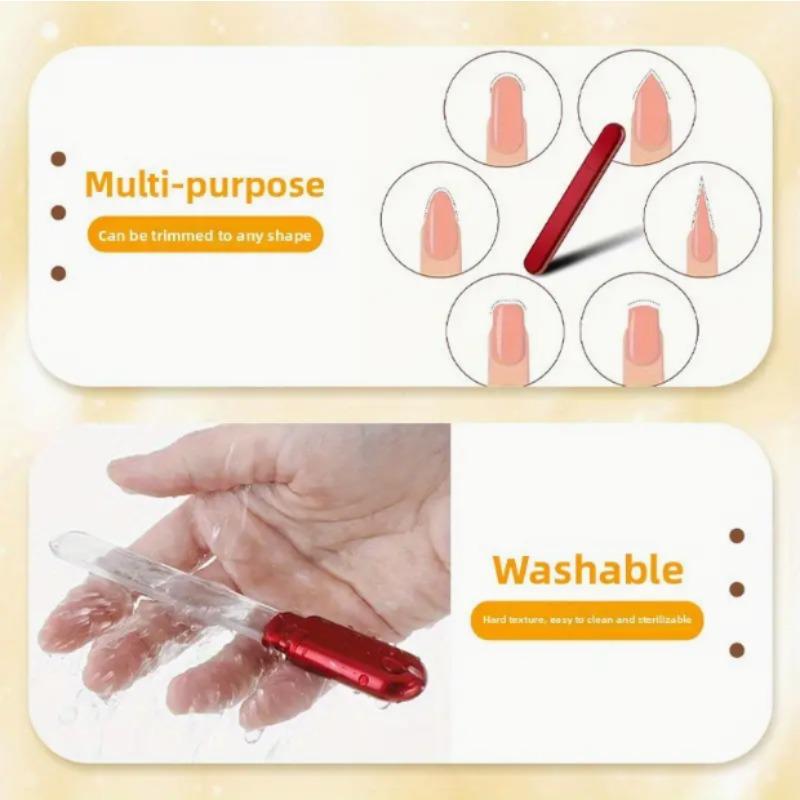 Rose Golden Crystal Glass Nail File Odorless Salon-Grade for Natural Acrylic Nails Durable Manicure Tool Gift Set