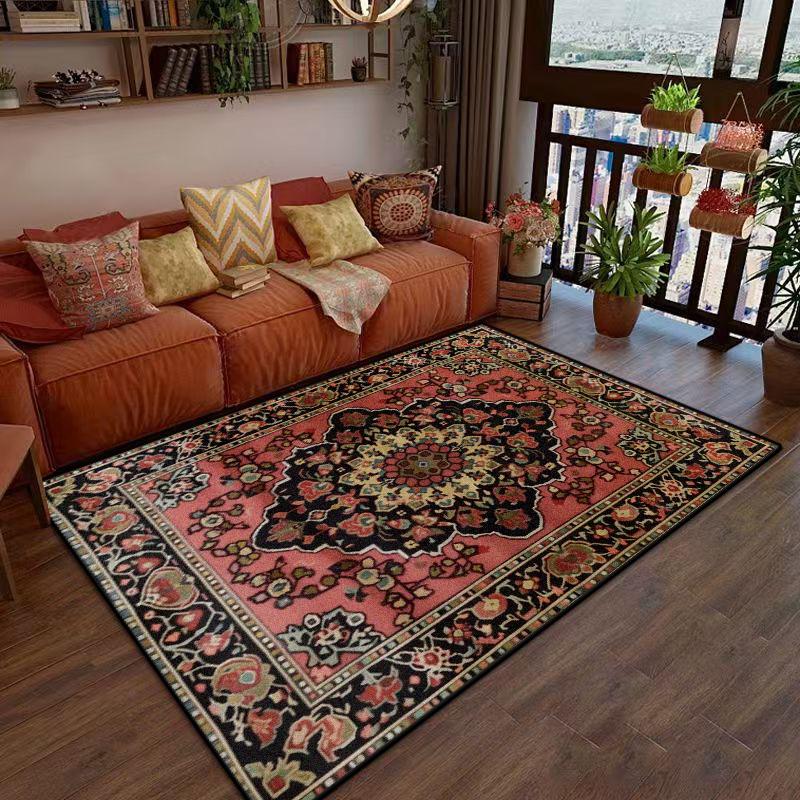 Retro Persian Living Room Rugs Decoration Bedroom Floor Mats Customizable Anti Slip Washable Short Velvet Office Carpet Lounge