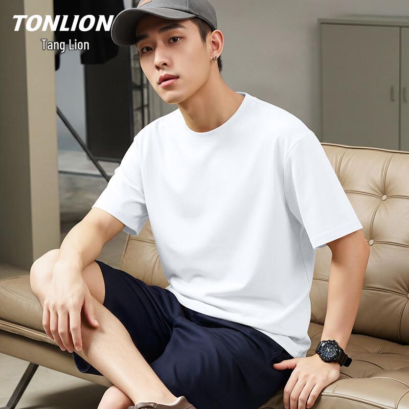 TonLion Men s Pure Cotton Summer Short Sleeve T-Shirt L