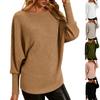Women's Color Round Neck Long Sleeve Pullover Knit Sweater Casual Loose Fit