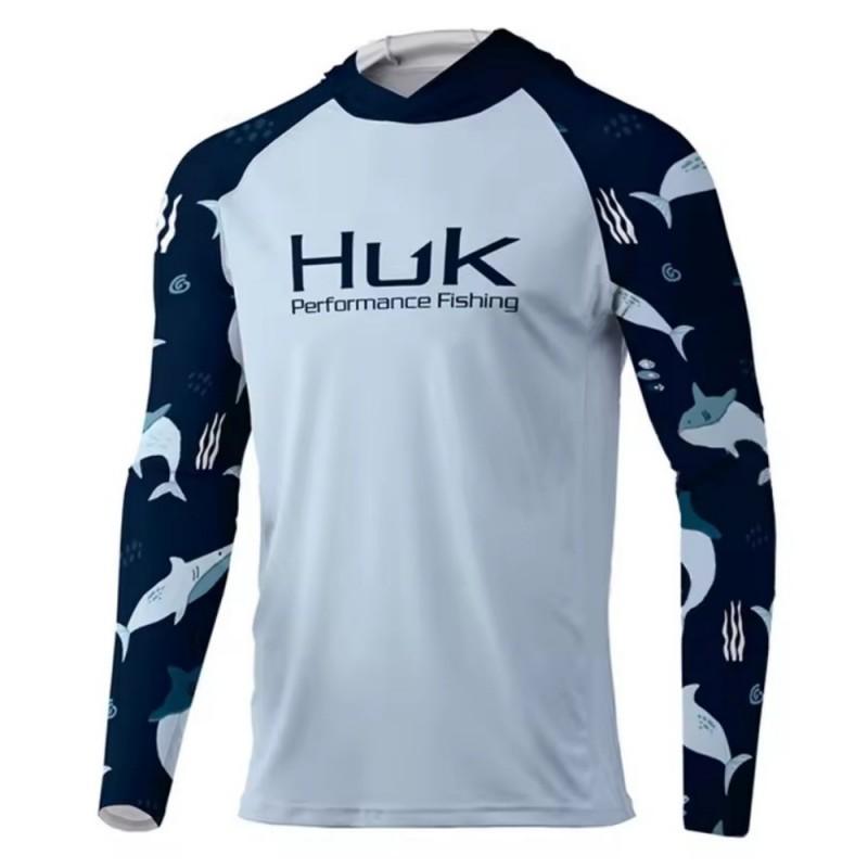 Mens Quick-Dry Fishing Hoodie UV Protection Long Sleeve Breathable Performance T-Shirt Outdoor Angling Summer Fall