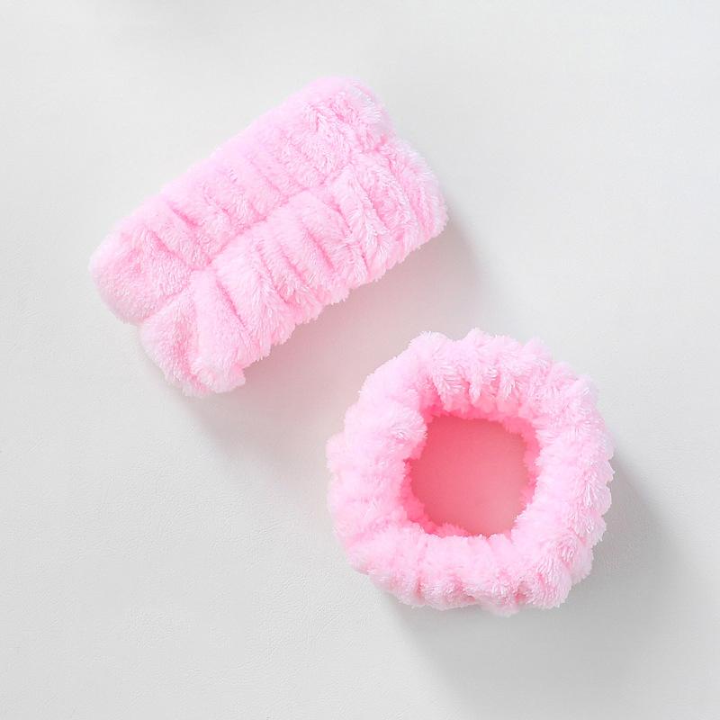 

2 шт. одна пара ремешков для мытья лица и запястья, впитывающих водные виды спорта, браслет для вытирания пота, повязка для волос, влагостойкий рукав, защита запястья розовый