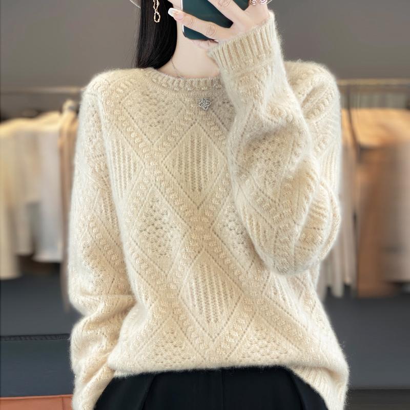 

Женский свитер 100% шерсть MODERN NEW SAGA O-образный вырез трикотажный пуловер толстые зимние джемперы женские трикотажные топы 2XL