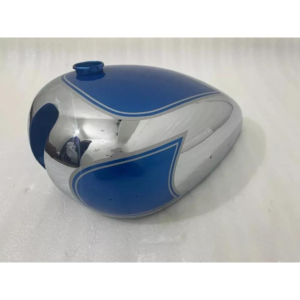 Matchless Ajs Twin G9 G12 Chrome & Blue Painted Steel Petrol Fuel Tank with Cap