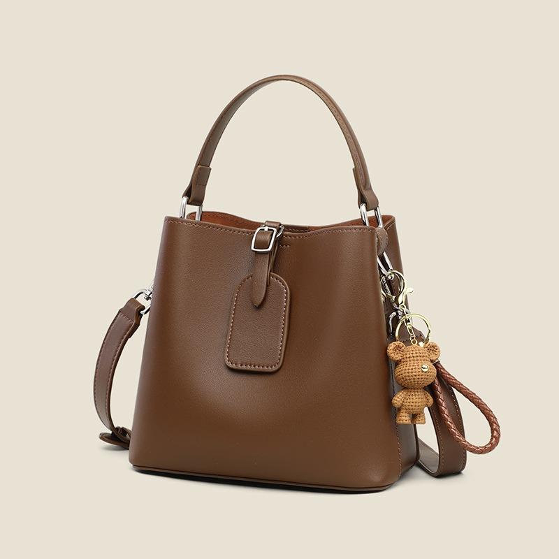 Bucket Bag Women's New Leather Women's Bag Autumn and Winter Large Capacity Shoulder Portable Messenger Bag Luggage