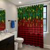 1pc Christmas Green Grid Print Waterproof Shower Curtain Partition Privacy Hanging Curtain 12 Hook Multiple Sizes