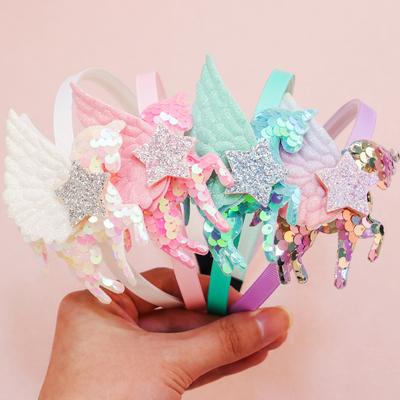 Diademas de Unicornio de Moda para Niñas Lindas Diademas de Unicornio con Lentejuelas y Alas Aros para el Cabello de Niños Accesorios para el Cabello de Niñas Niños