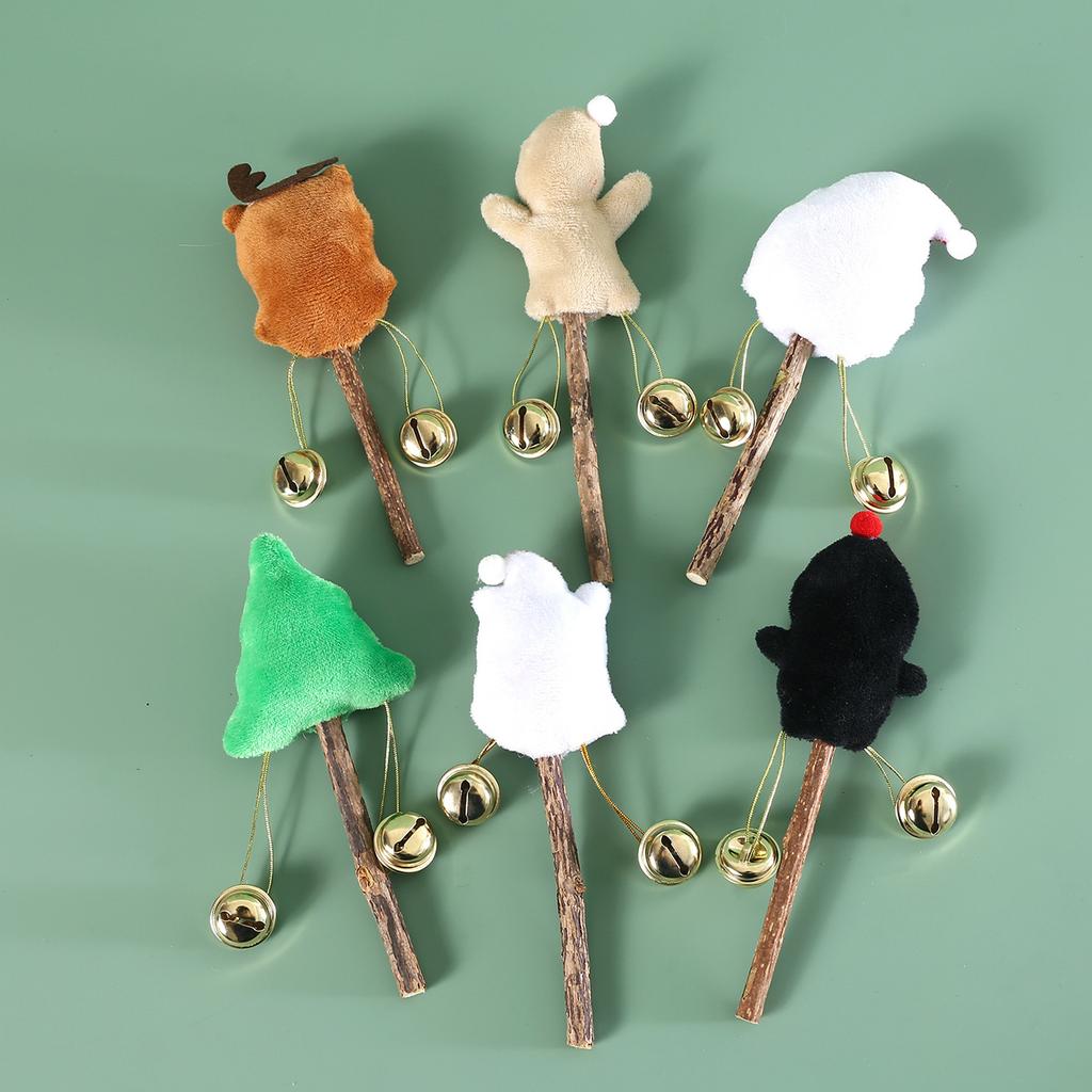 Christmas Theme Cat Licking Stick Toy Natural Matatabi Stick Chewing Toy for Various Cats Hairball Control Teaser 3Pcs