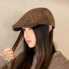 Autumn and winter hat women's retro versatile corduroy forward hat high-end newsboy hat warm beret