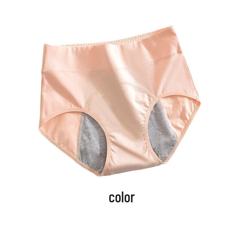 Women's High-Waist Antibacterial Cotton Menstrual Briefs - Leak-Proof Period Underwear for Girls