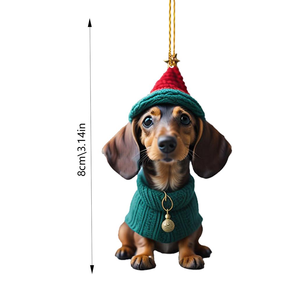 Christmas Acrylic Dog Pendant 2D Acrylic Christmas Dog Ornaments Festival Dachshund Set For Car Backpacks Doors