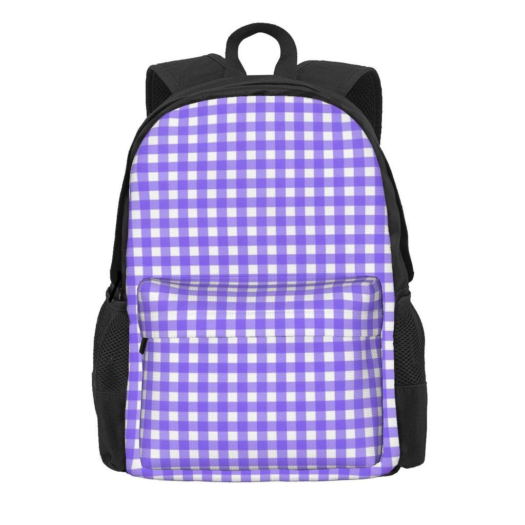 Klassische Vichy-Karos Rucksack Schwarz und Weiß Elegante Rucksäcke Junge Mädchen Radfahren Aufdruck High School Taschen Hohe Qualität Rucksack