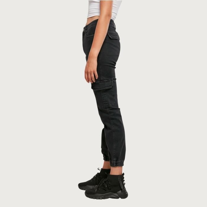 Pantalon cargo femme Urban Classics Organic Stretch Denim - noir - 28