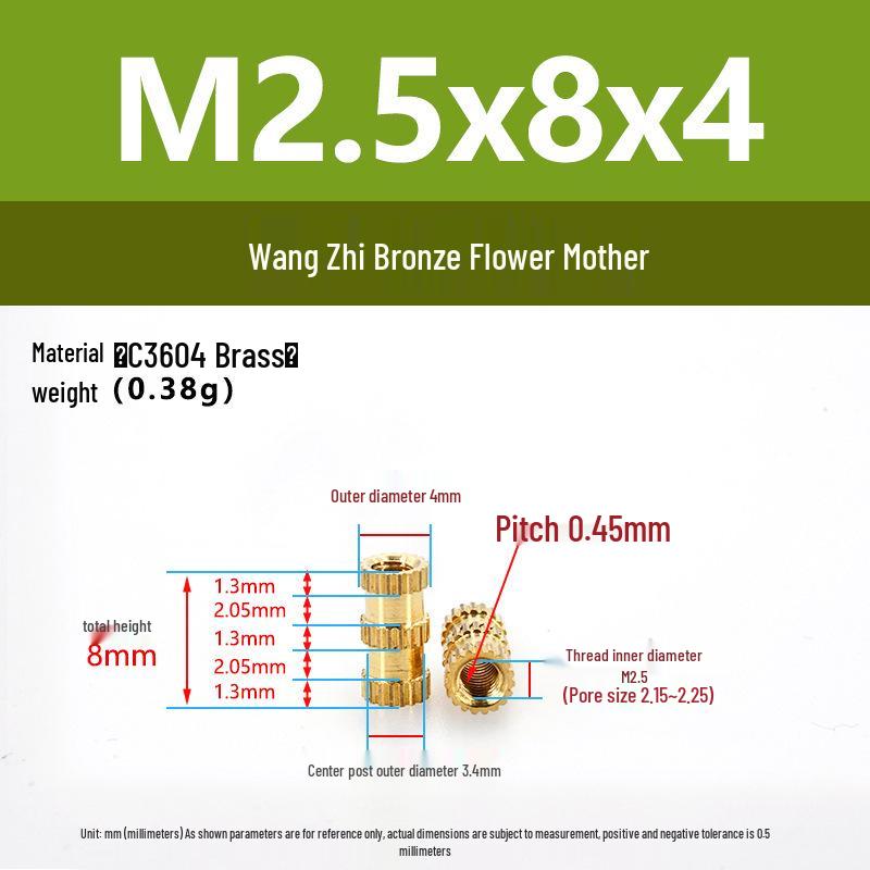 M1-M10 Knurled Brass Heat Insert Nut for Injection Molding