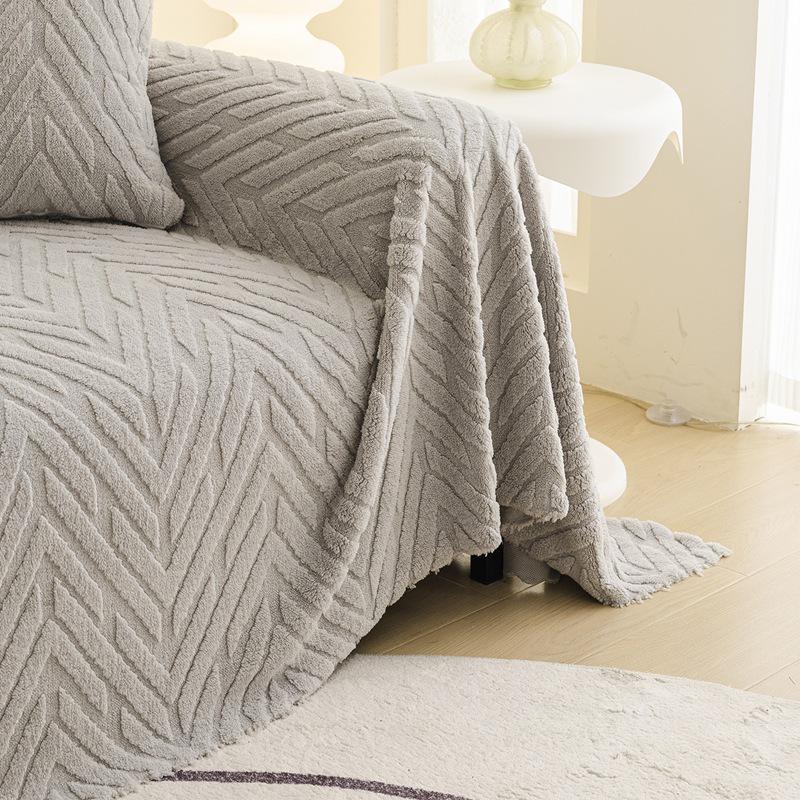 Plush Three-Seater Chaise Sofa Cover, All-Inclusive One-Piece Blanket/Cushion for Autumn/Winter
