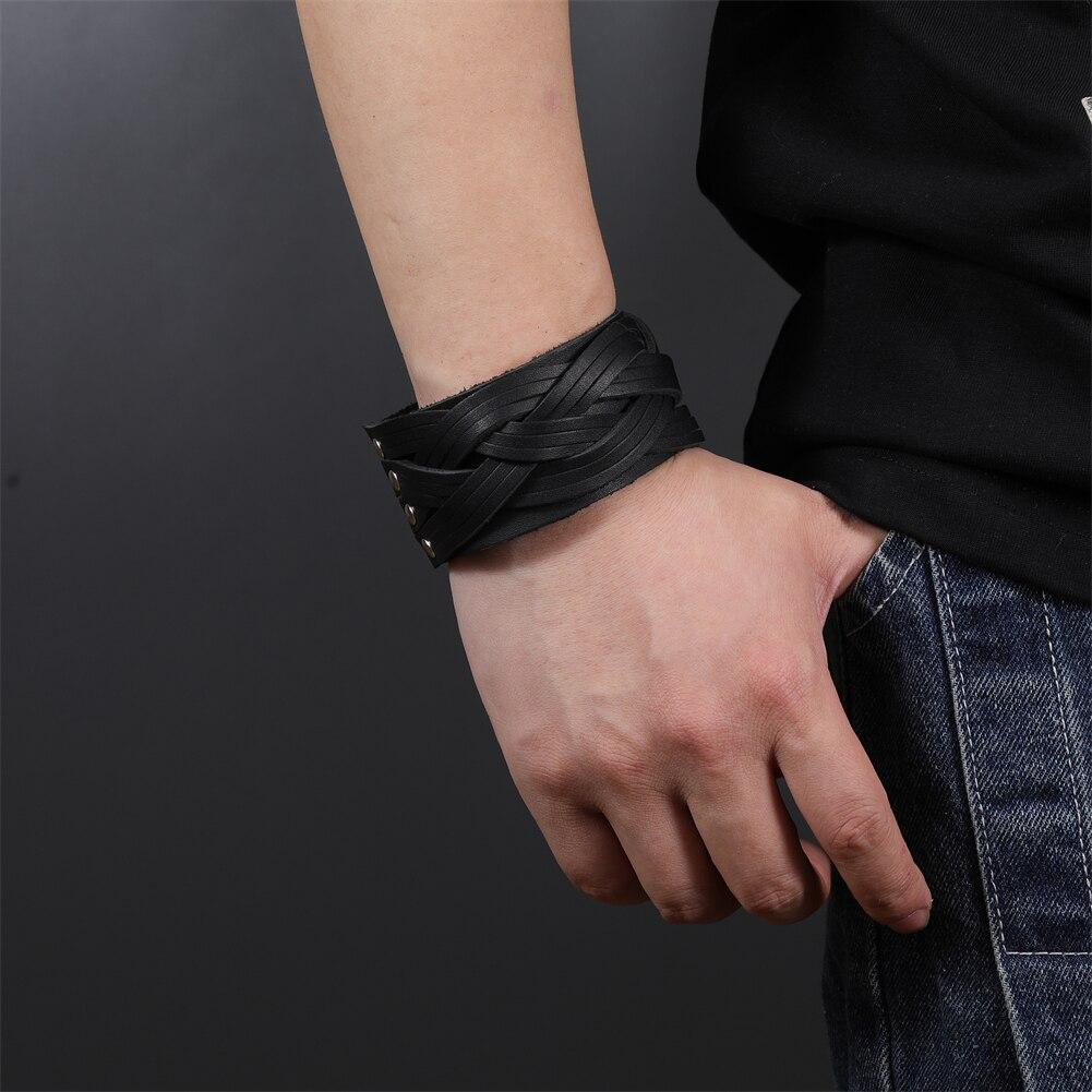 Brazalete De Cuero Vacuno Minimalista Para Hombre, 3 Capas, Accorios
