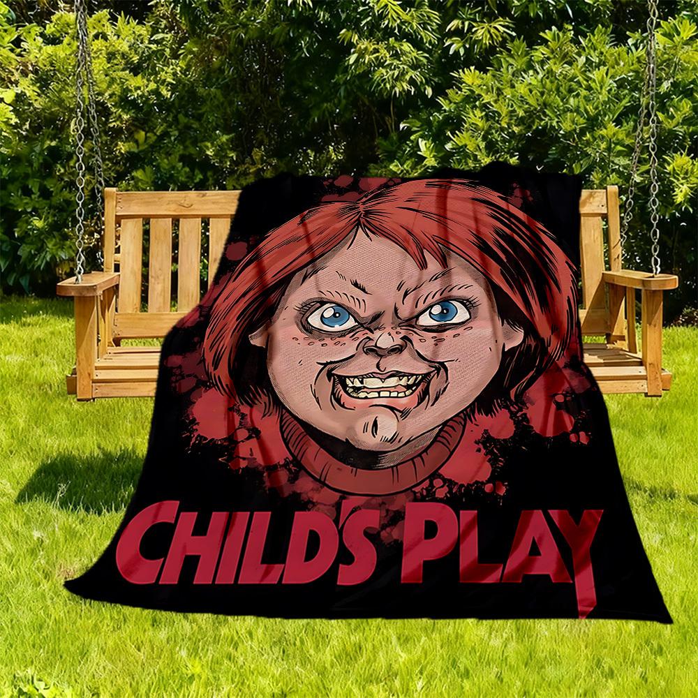 1pc Chucky Outdoor Blanket Lightweight Flannel, Soft & Warm, All Season Use for Sofa, Outdoor, Camping, Living Room, Office, Chair
