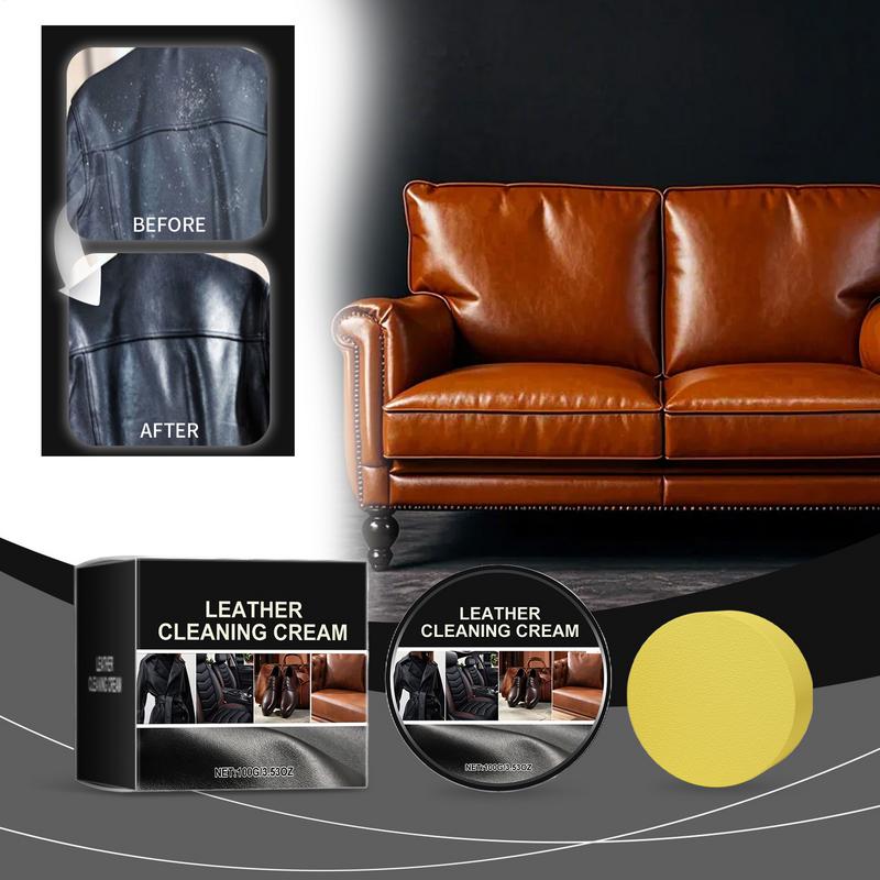 Leather Cream Leather Moisturizer Paint Moisturizer Cleaner Polish Paste With Sponge For Sofa Interior Saddle Furniture Seat