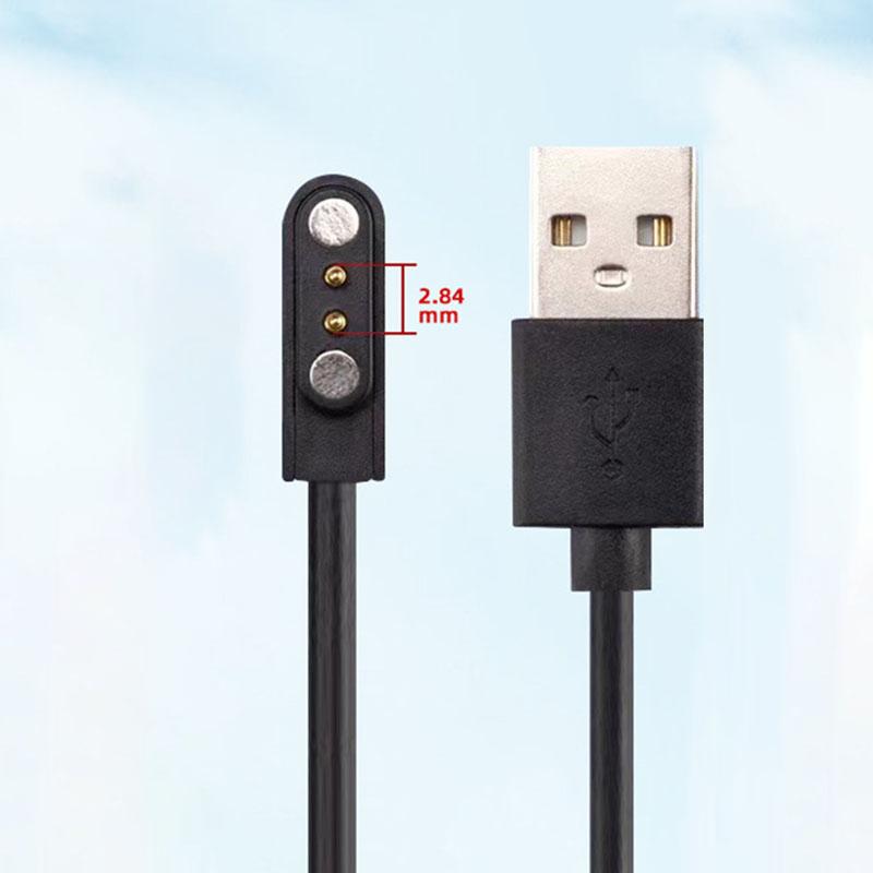 Universal 2Pin 4mm 7.62mm 4Pin Strong Magnetic Charge Cable USB Charging Line Cord Black White For Smart Watches
